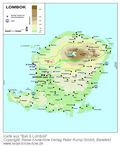 Karte von Lombok - Maharani Bungalow
